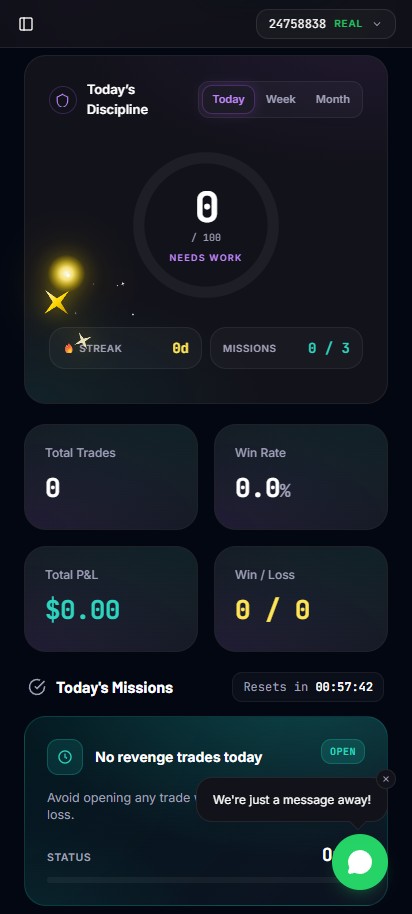 Live gold signals, AI trade analysis, accountability, and pro execution tools, all in one free hub. No tabs to juggle, nothing to install.